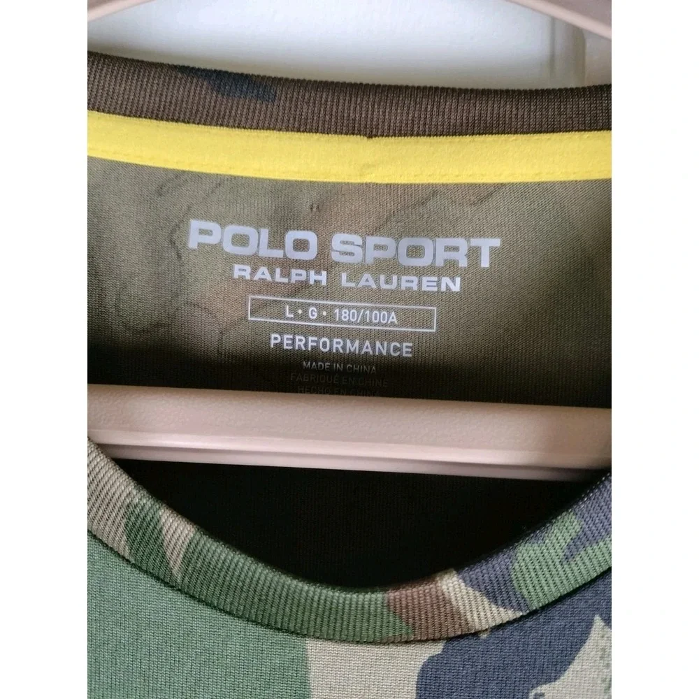 NWT Polo Sport Ralph Lauren Camo T Shirt Men Large Yellow Big Pony Performance L